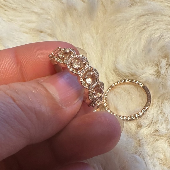 14k morganite wedding ring set - Picture 8 of 10